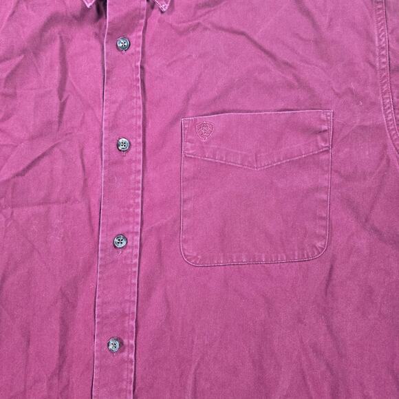 Ariat Long Sleeve Burgundy Button Up Western Work Shirt Men's Size XL - Picture 2 of 8